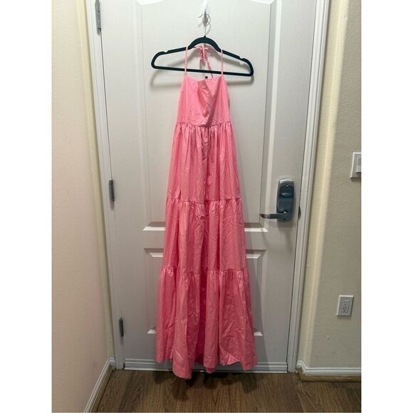 S/W/F Tie Up Maxi Dress In Pink Wedding Guest  Vacation Beach Dress size S NWT - Picture 4 of 6